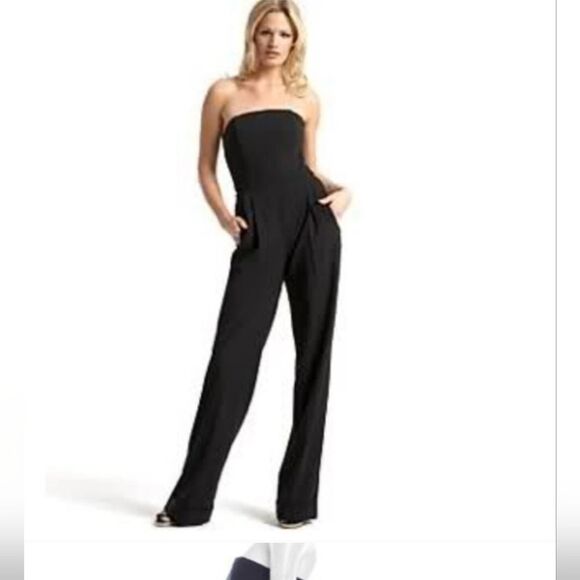 MICHAEL KORS Black Strapless Wide Leg Jumpsuit - Size 4 - Picture 1 of 12